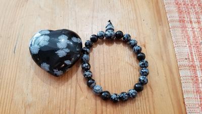 Snowflake Obsidian Heart Stone
