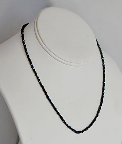 Genuine Black Garnet Faceted Bead Necklace