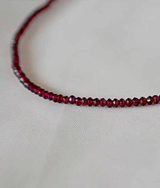 Genuine Garnet Faceted Bead Necklace