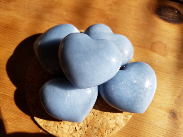 angelite Heart stones - five