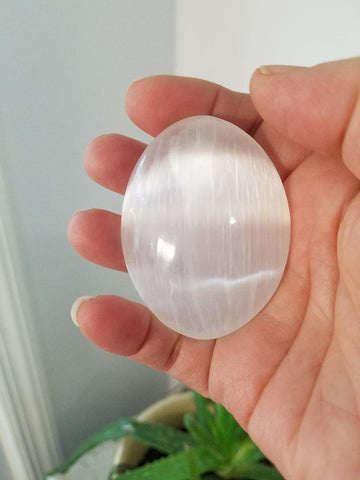 Selenite Palm Stone