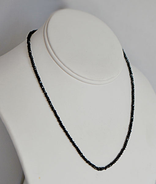 Genuine Black Garnet Faceted Bead Necklace